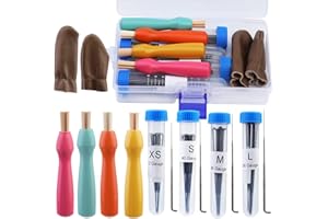 50 Pcs Needle Felting Tool Kits.Needle Felting Needles, Finger Protectors,4 Sizes Felting Needles with Colored Wood Handles,N
