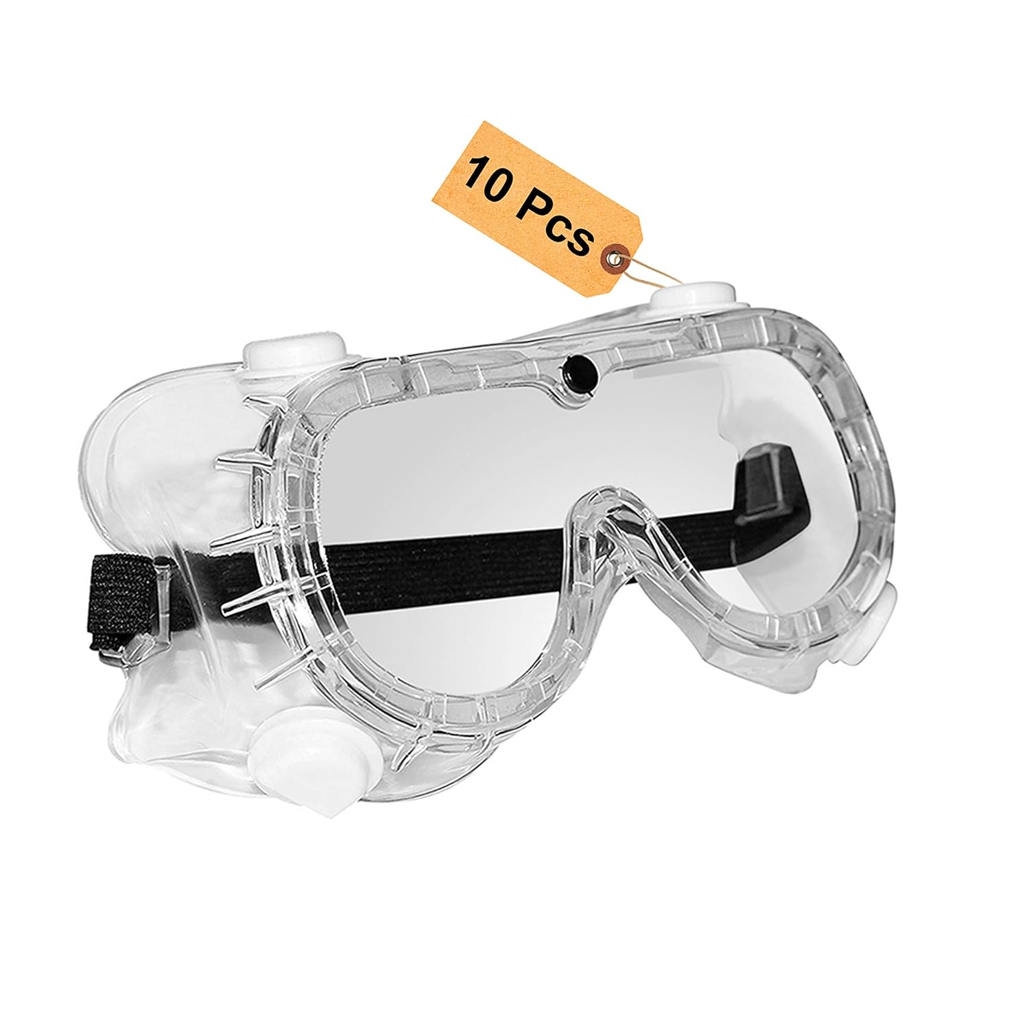 Safety Goggles (10 Pack) Safety Glasses with Vents and Black Elastic