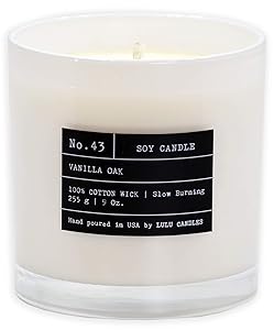 Lulu Candles | Vanilla Oak | Luxury Scented Soy Jar Candle | Hand Poured in The USA | Highly Scented & Long Lasting | 9 Oz. NO LID/NO Box