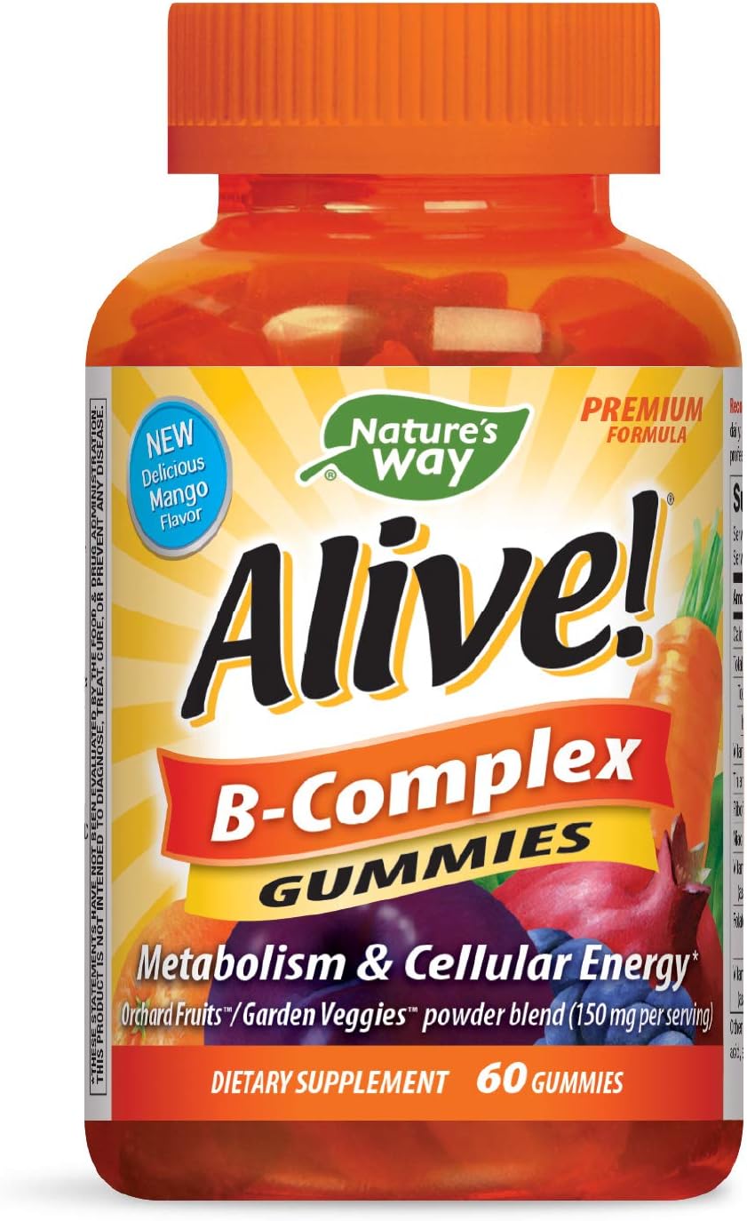 Nature's Way Alive! B-Complex Gummies, Food-Based Blend, Gluten Free, Made with Pectin, 60 Gummies: Health & Personal Care