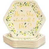 Sparkle and Bash Hexagon Paper Plates - Bee Motif Design & Bee Theme Paper Plates - Sturdy Construction Tableware - Bulk Disposable Set & Efficient Cleanup - 9 Inch, Pack of 48