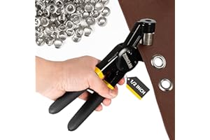 Heavy Duty Grommet Tool Kit with 1/2 Inch Die and 300 Sets of 12MM Grommets,Handheld Manual Eyelet Tool Rivet Press Punch Pli