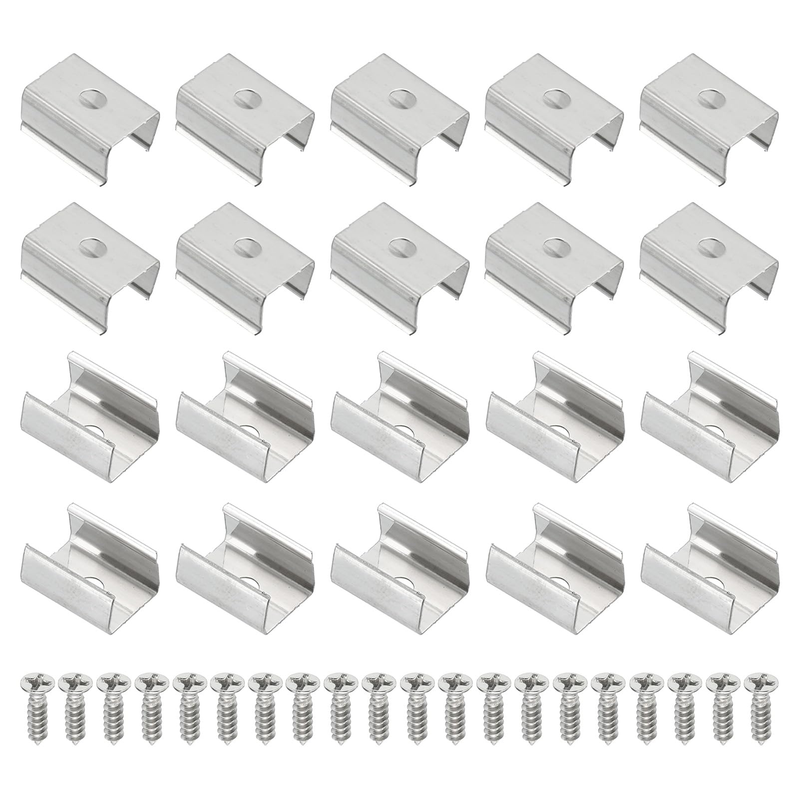 PATIKIL LED Strip Clips, 60pcs Stainless Steel Mounting Brackets Fixing Clip Clamp Support Holder with Screws for 9mm to 10mm LED Strip Lighting Cable