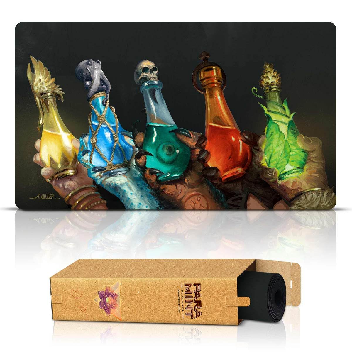 Paramint Mana Potions (Stitched) - MTG Playmat by Aaron Miller - Compatible with Magic the Gathering Playmat - Play MTG, YuGiOh, TCG - Original Play Mat Art Designs & Accessories