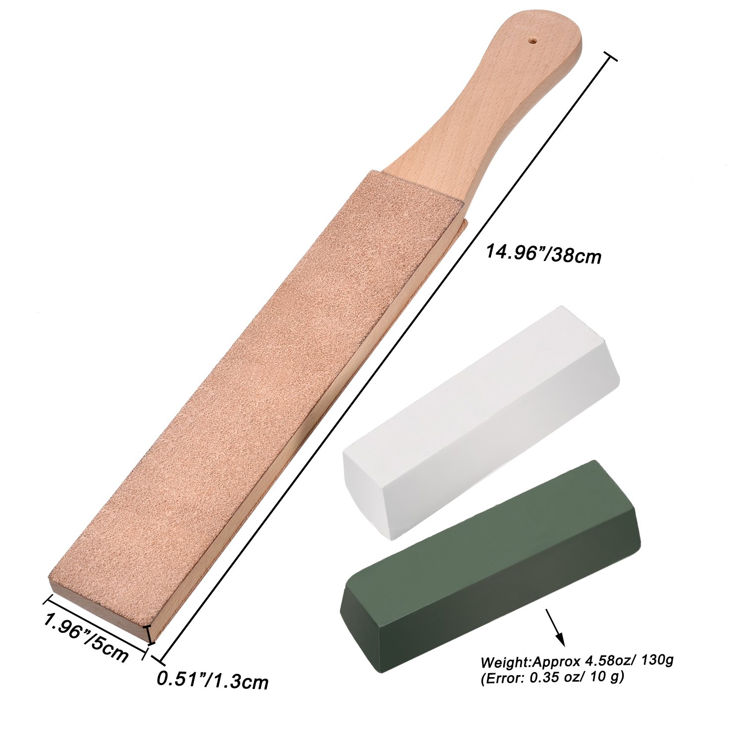 Hestya 3 Pieces Leather Strop with Compounds Kit, 1 Piece Leather