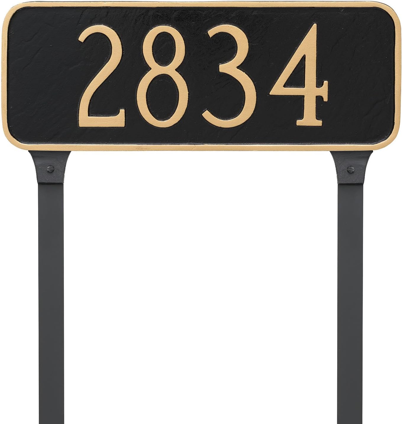 Address Signs - Montague Metal Rectangle Address Plaque Sign with Stakes, 6
