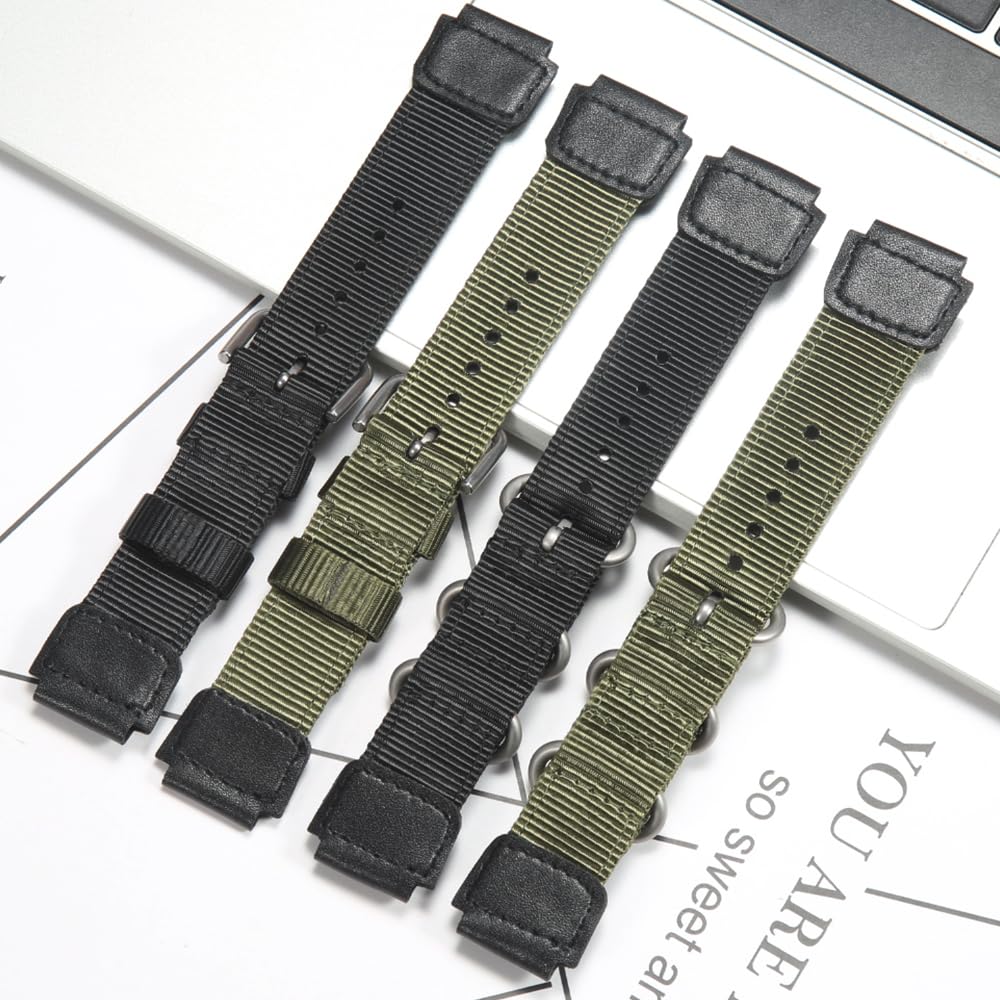 MCXGL A158WA Nylon Watch Strap Compatible with Casio F108WH A168WA-1 AE1200WH W800HG AE1500WH W218H MRW200H W735H AE-1300WH AE1000W WS1600H Replacement Watch band 18mm Leather Bracelet