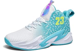 Huogra Boys Basketball Shoes Breathable Indoor Athletic Shoes Youth Outdoor Fashion Sneakers Comfortable Basketball Shoes for Girls