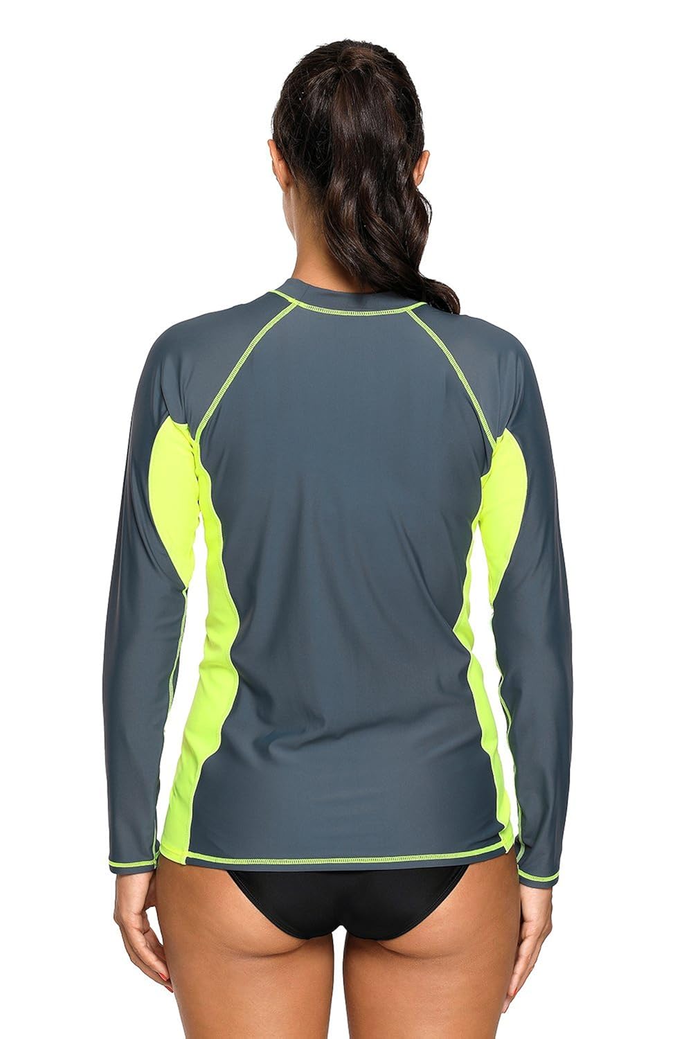 boldgal women's bathing full-sleeved swim tankini beach top (grey)