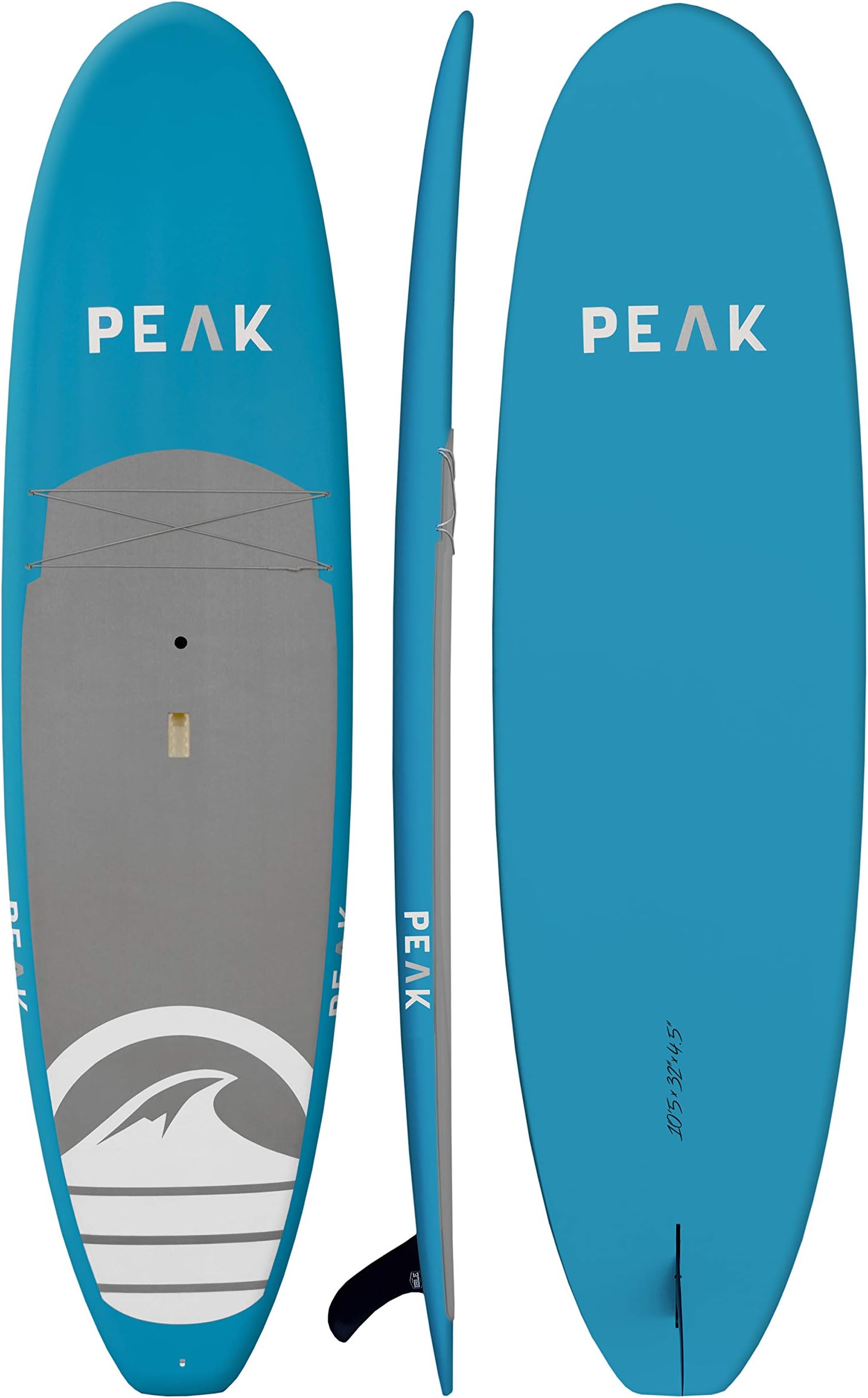 Peak Navigator Rigid Epoxy Stand Up Paddle Board & SUP Bundle Accessory Pack — Rigid Board with Lightweight Foam Core — 300 Pound Capacity, 10’5” Long x 32" Wide x 4.5” Thick