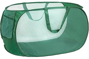 LVXINLI foldable laundry basket, Pop Up Laundry Hamper, Collapsible Mesh dirty clothes hamper (Tear Proof, with Strong Handles) Green……