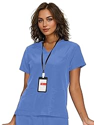 floralhue Scrub Tops for Women, Curved V-Neck Scrub