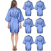 Xuhal 6 Pcs Women's Birthday Squad Robes Birthday Party Queen Spa Bathrobe Kimono Spa Robe Sleepover Party Robes Silky Gown