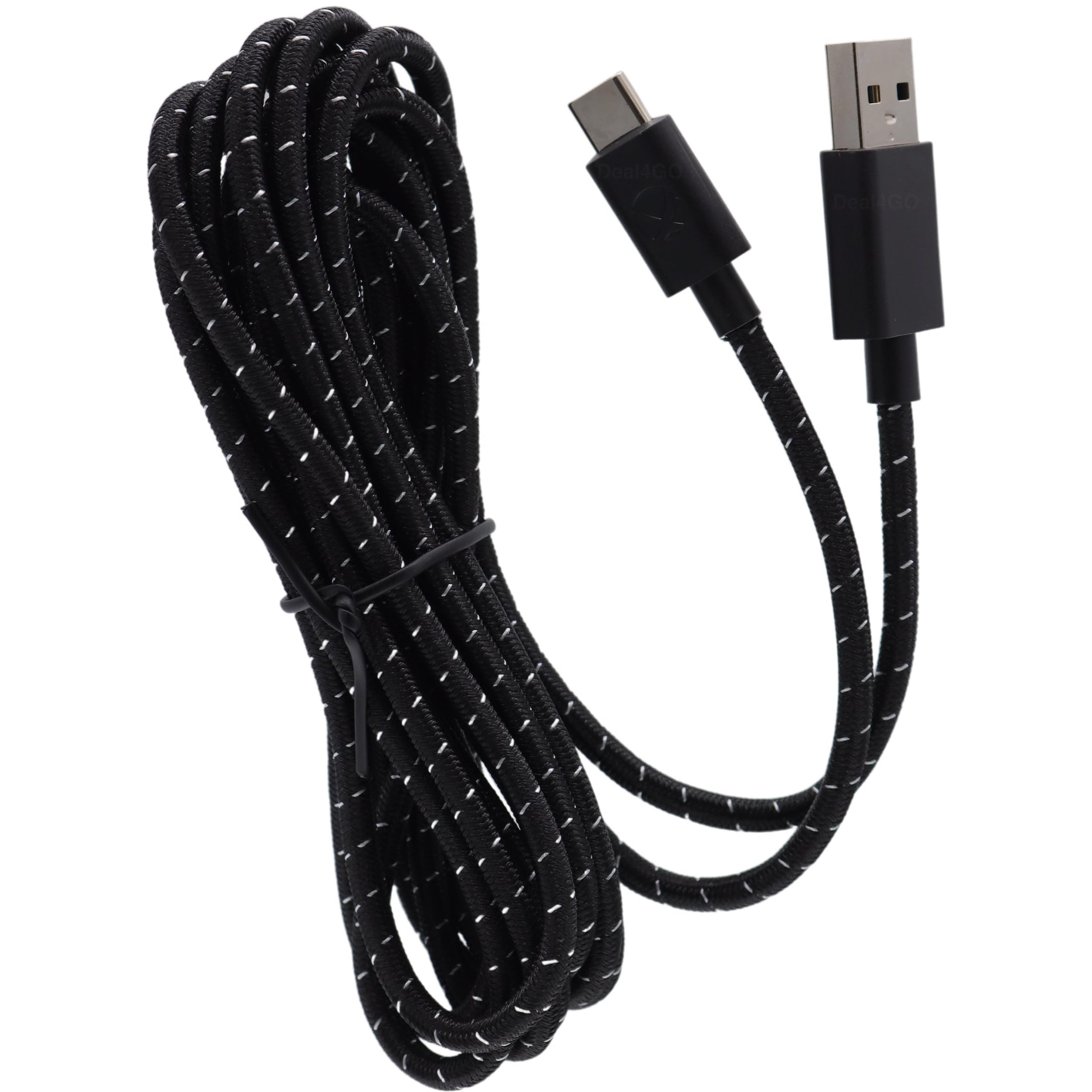 Deal4GO 9FT Durable Braided USB C Type Charging Cable Cord Replacement for Xbox Elite Series 2|Series X S|PS5|Switch Pro Controller, Black & White