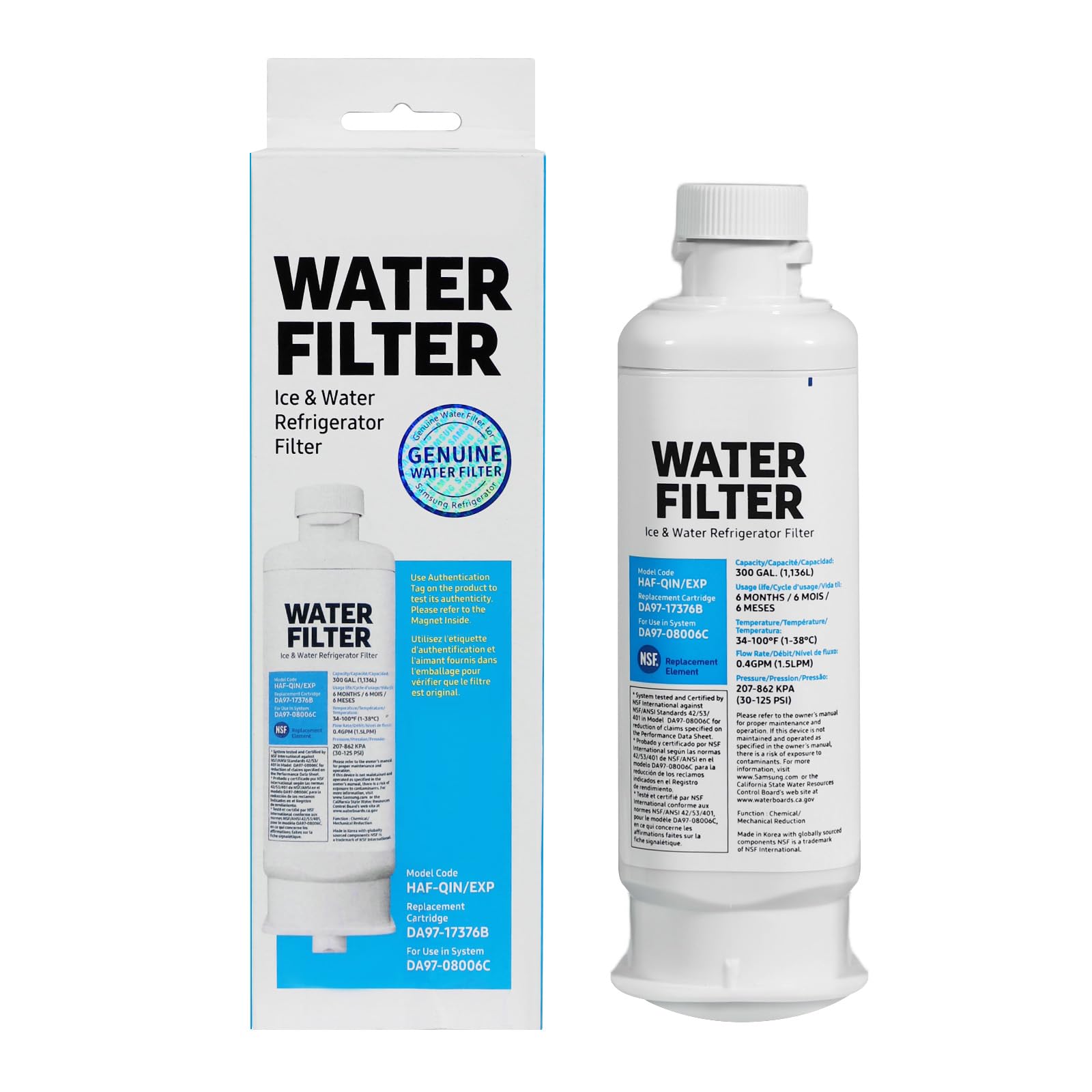 Photo 1 of 1 Pack Water Filter Compatible with Samsung Water Filter DA97-17376B, HAF-QIN, HAF-QIN/EXP, DA97-08006C, RF23M8070SG, RF23M8070SR, RF23M8090SG, RF23M8090SR, RF23M8570SR, RF23M8590SG, RWF4200A