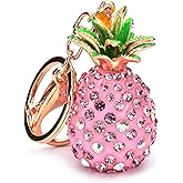 Bestdays Pineapple Rhinestone Alloy Resin Women Car or Bag Keychain (Pineapple-Pink)