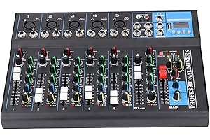 7 Channel Mixer, 7 Channel USB Mixer 100‑240V Portable Mixing Console for Party (US Plug)