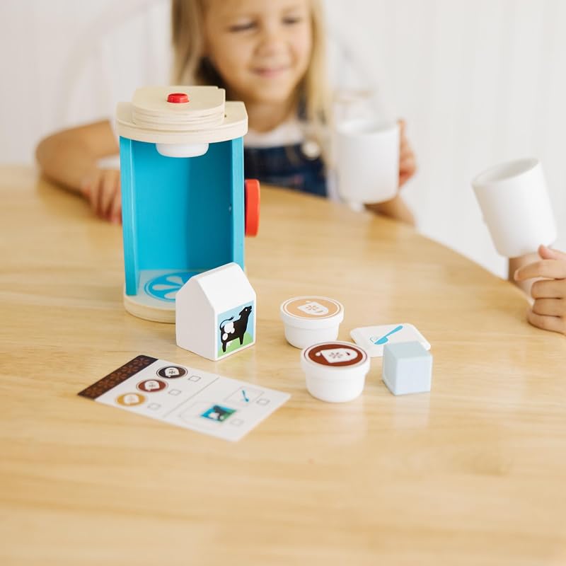 Jogo de Madeira para Preparar e Servir Café, Brinquedos de Imitação, Brinquedos de Madeira para Crianças, 3+, Presente para Rapaz ou Menina
