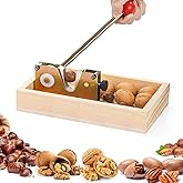 Nut Crackers for All Nuts, Heavy Duty Walnut Cracker with Wooden Base Adjustable Nut Tongs Manual Pecan Cracker for All Nuts Cracker Tool for Walnut Pecan Macadamia Hazelnuts Chestnut