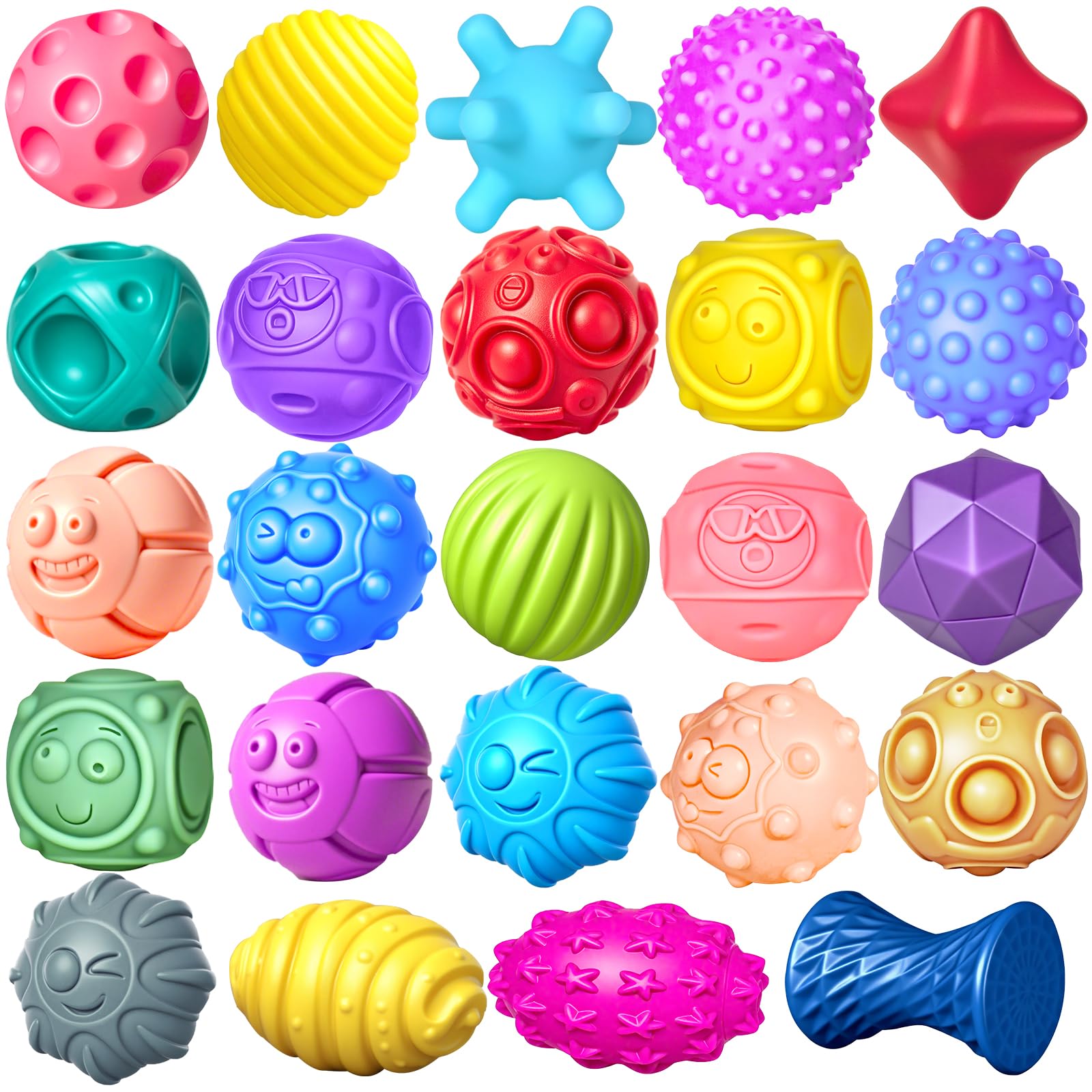 Photo 1 of Ynanimery 24 Pcs Sensory Balls for Toddlers, Sensory Baby Toys, Montessori Toy for Babies Squeeze, Infant Toys Soft Multi Ball Set Gifts with Bright Color Textured
