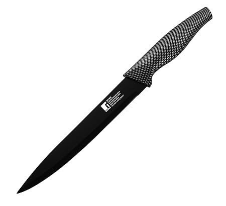 BERGNER - BG-9058 Carbon TT Stainless Steel Slicer Knife, 20cm, Black