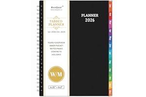 BOOQOOL 2026 Planner - Planner 2026, 2026 Planner Weekly and Monthly with Tabs, Jan 2026 - Dec 2026, 6.25" × 8.3", Strong Twin-Wire Binding
