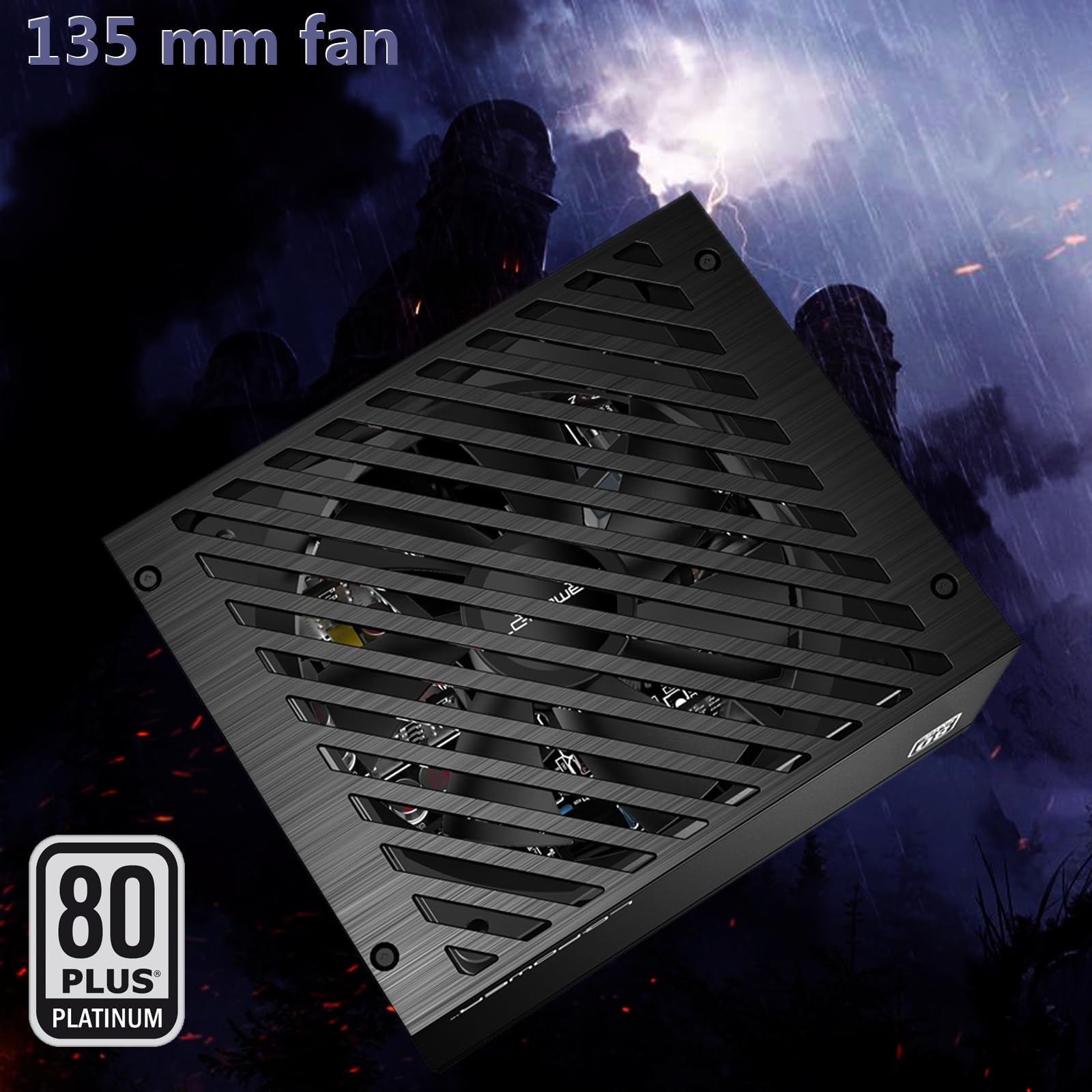 LC-Power LC1000P V3.0 Netzteil EU Stecker, 1000W, 80 Plus Platinum Zertifiziert, vollmodulares ATX 3.0, unterstützt PCIe 5.0 GPU,135 mm Lüfter,Flachkabel 5