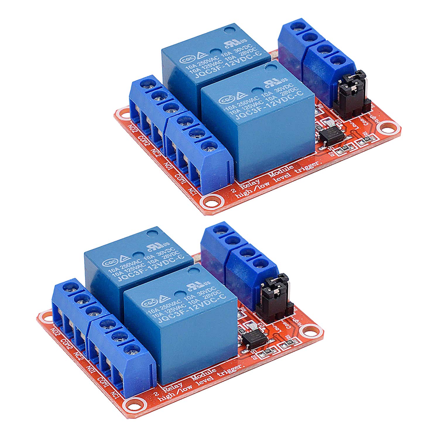 Photo 1 of [2-Pack] DC 12V Relay Module 2-Channel Relay Switch with Optocoupler Isolation High/Low Level Trigger