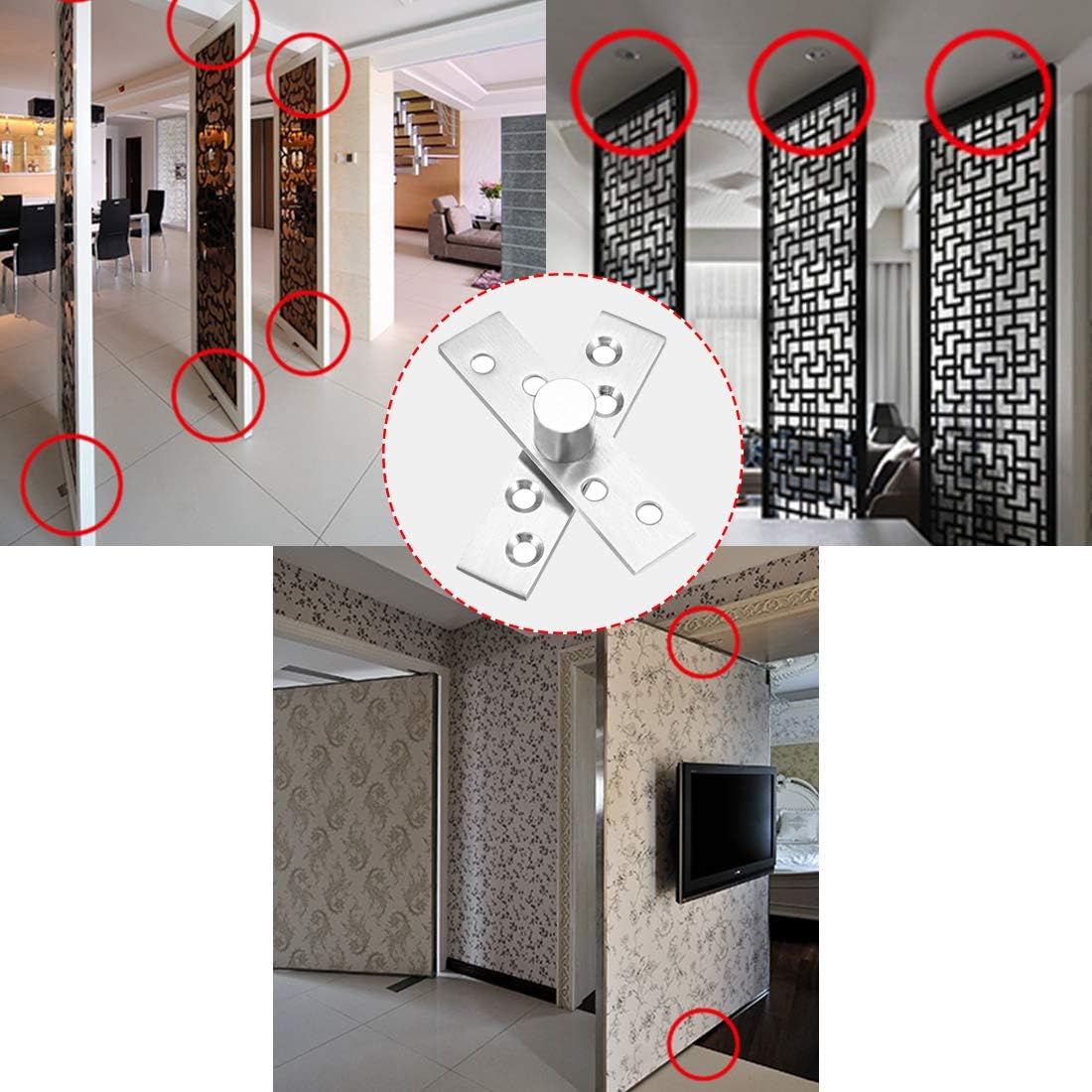 sourcing map 10 Sets Stainless Steel 360 Degree Door Pivot Hinge 75 x 17mm, 75mm x 17mm,10 pcs - Image 5