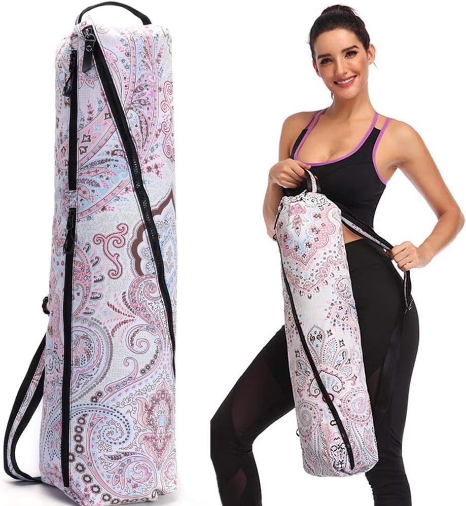 FODOKO Yoga Mat Bag, Full Zip Exercise Yoga Mat Sling Bag with Pocket and Zipper, Adjustable Shoulder Strap Yoga Equipment Bag
