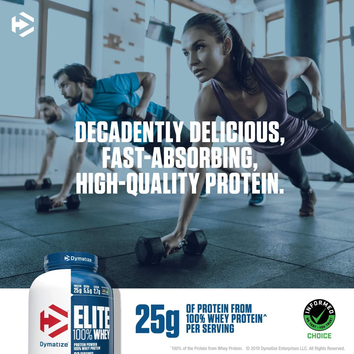 Dymatize Elite 100% Whey Protein Powder, Take Pre Workout or Post Workout, Quick Absorbing & Fast Digesting, Rich Chocolate, 5 Pound: Health & Personal Care