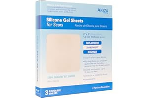 Silicone Gel Sheets for Scars 4" x 4" Three Sheets Per Box; by Areza Medical - FSA/HSA Approved