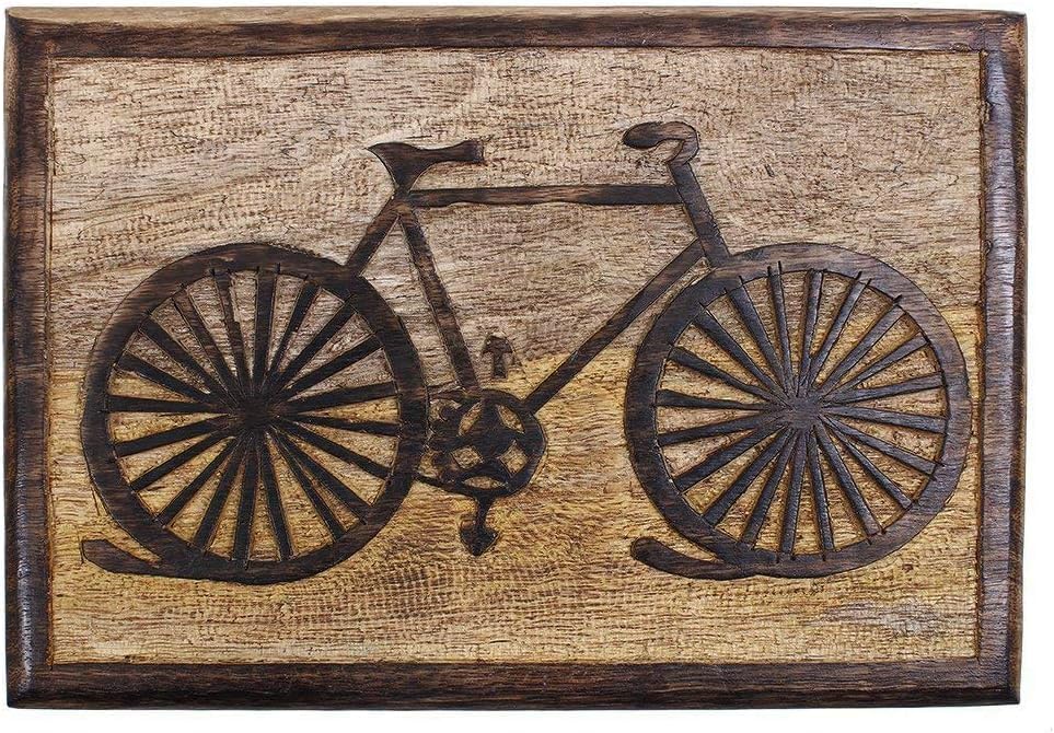 STORE INDYA Hand Carved Wooden Decorative Jewellery Keepsake Storage Box With Bicycle Motifs Design Multipurpose Use As Watch Box, Treasure Chest Box Great For Gifts 25X17 CM