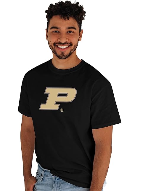 Blue 84 Men's Purdue Boilermakers T Shirt Team Color Icon, Black, Medium