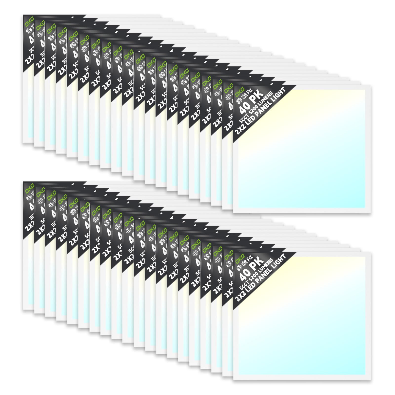 OKQ 2x2 LED Flat Panel Light 40Pack,30W/35W/40W