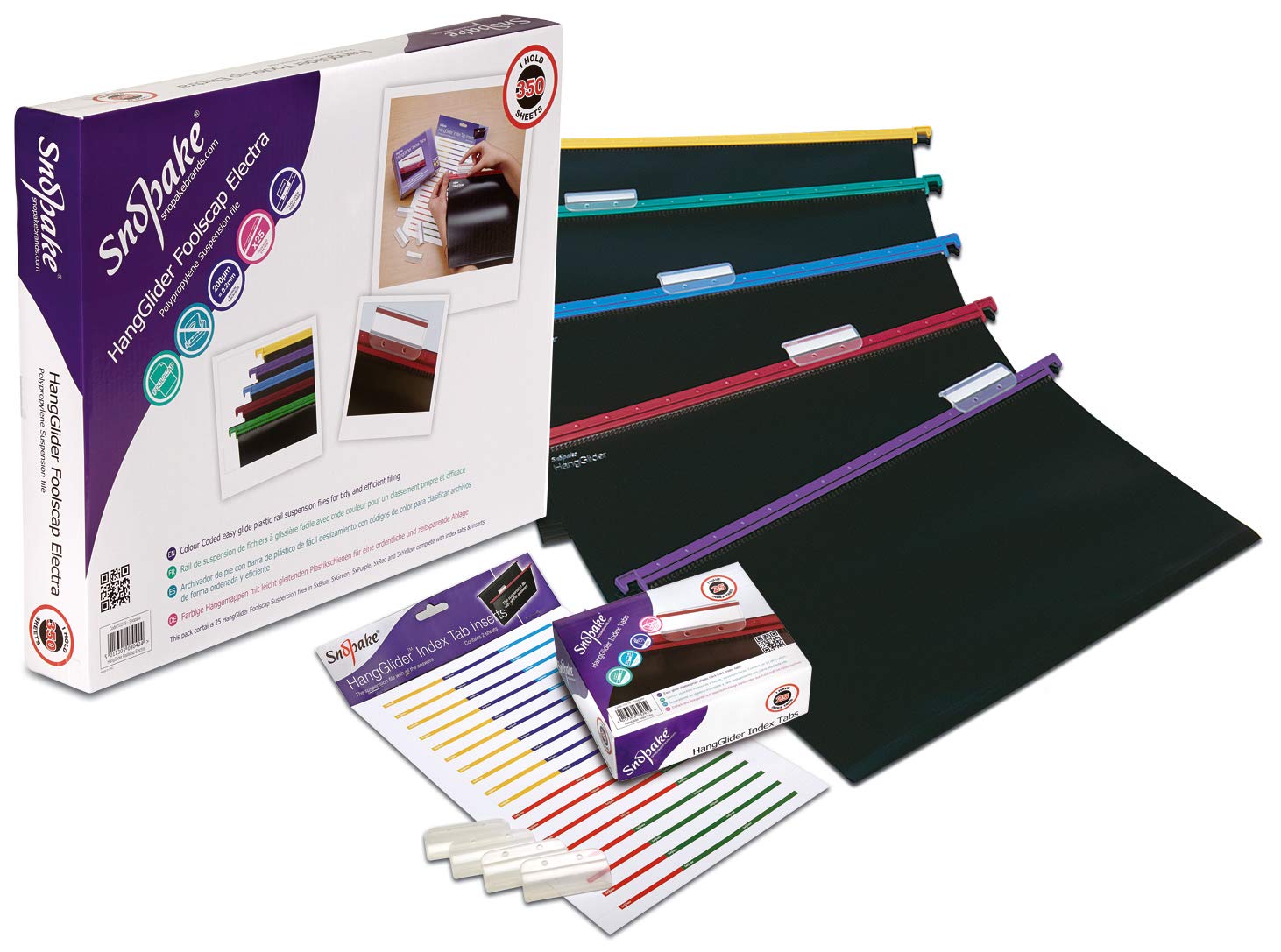 HangGlider Suspension Files Polypropylene with Tabs A4 Assorted Ref 10296 [Pack of 25] Foolscap