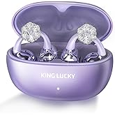 King Lucky i21 Open Ear Clip On Earbuds Wireless Bluetooth Ear Clip Headphones with Mic,Noise Cancelling, Waterproof IPX4,for Small Ears,Perfect for Running,Sports,and Glasses Wearers (07-Violet)