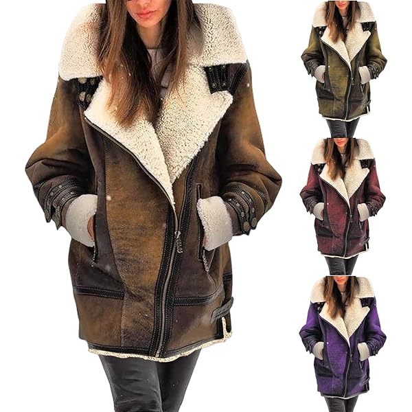 Amazon.com: Womens Sherpa Lined Jacket Faux Leather Suede Jacket