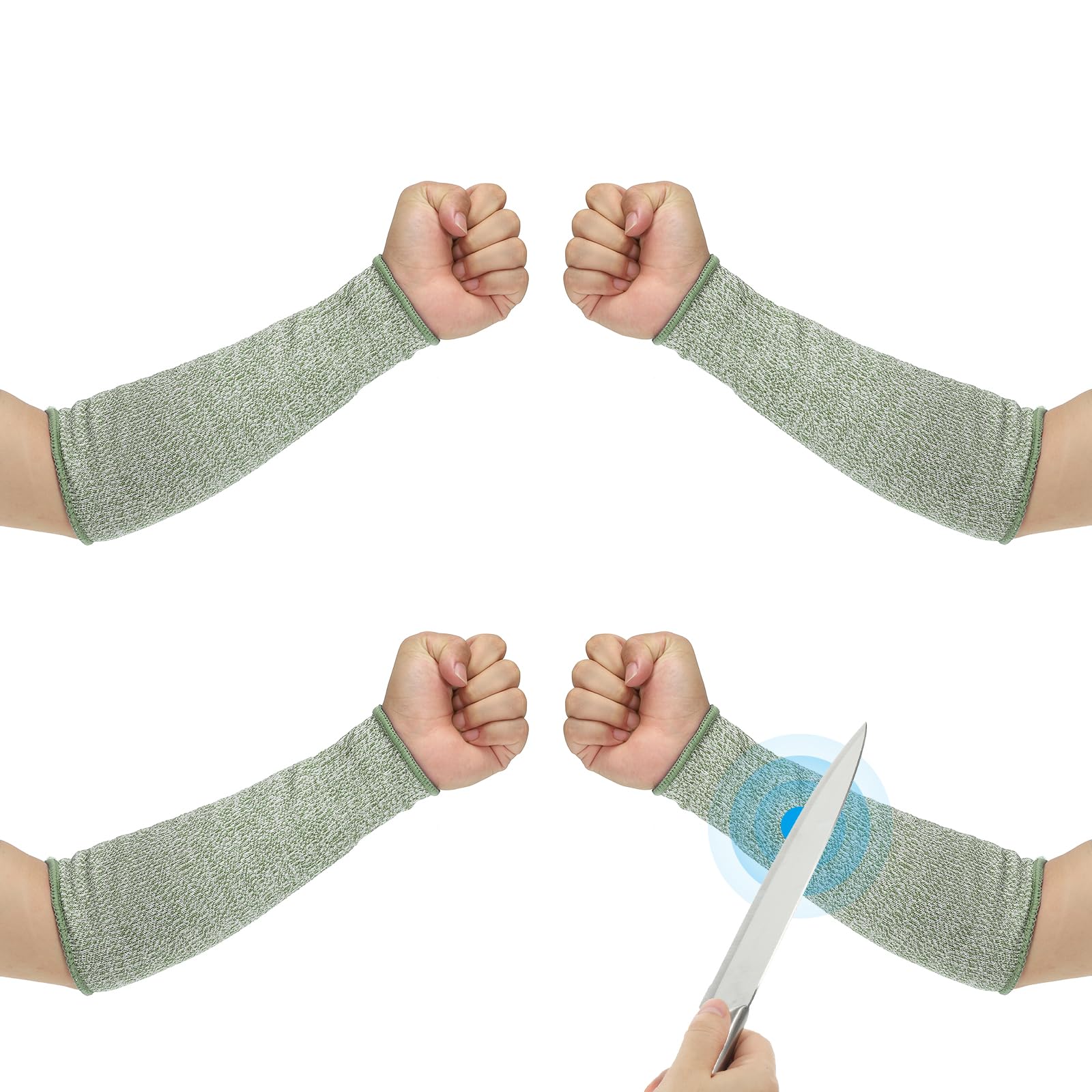 PATIKIL 12 Inch Cut Resistant Sleeve, 2 Pairs Arm Safety Protectors Sleeves Forearm Sleeve HPPE Level 5 Protection for Thin Skin and Bruising, S, Dark Green