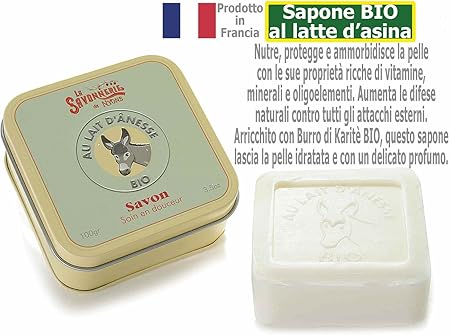 4 x jabones de leche de burra contenidos en una caja de metal: Amazon.es: Hogar