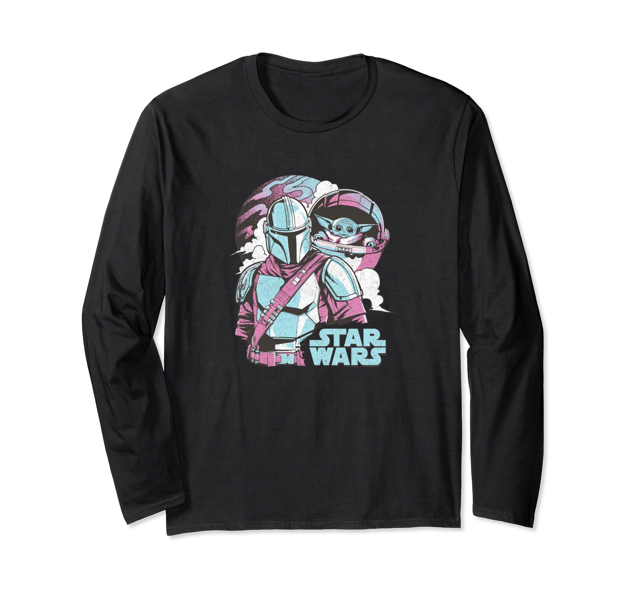 Star Wars Mandalorian & The Child Pastel Planet Logo Long Sleeve T-Shirt