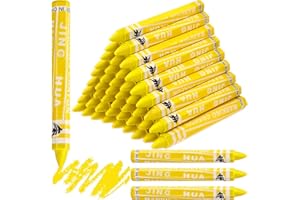 MotiMind 60 Pcs Industrial Lumber Crayons Bulk Wax Tire Marker Construction Marker for Craft Detailed Marking on Lumber Metal Carton Ceramics Concrete Glass Plastic 4.45" x 0.43" (Yellow)
