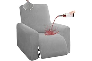 ROFASVCO Waterproof Recliner Chair Cover Stretch Soft Large Recliner Covers That Stay in Place Jacquard Fabric Reclining Slipcovers Furniture Protector with Non-slip Buckles (1 Seat, Silver Grey)
