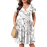 IN'VOLAND Plus Size Summer Dresses for Women Casual Floral A-line Dress Flowy Beach Sundress with Pockets