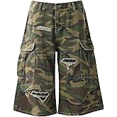 thesupermade Supermade Camo Jorts Streetwear Distressed Camouflage Shorts Y2k Outdoor Baggy Trousers Pants