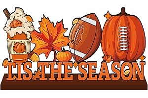 CHYAGCLT Fall Decorations for Home, Fall Football Theme Wooden Table Centerpiece Tis the Season Sign, Autumn Harvest Thanksgiving Wooden Sign (11.8x6 Inches)