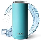 Snute Can Cooler for Beer, Soda, Sparkling Water | Vacuum Insulated Stainless Steel Drink Sleeve Holder for 12oz Can (Teal, Slim)
