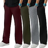 YooAurvox 4 Pack Boys' Sweatpants Straight Leg Elastic Waist Pants Athletic Open Bottom Joggers with Pockets 7-16 Years Kids