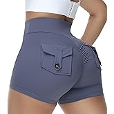 COFCAT Booty Shorts for Women Scrunch Butt Shorts with Pocket Cargo Workout Biker Gym Bottoms