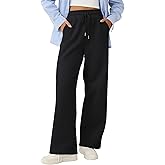 SimpleFun Wide Leg Sweatpants Women Baggy Fleece Pants Drawstring Workout Sweat Pants with Pockets Fall Winter Clothing